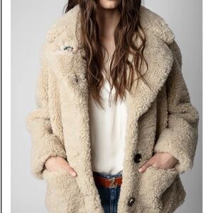 Zadig & Voltaire Women's Cream Teddy Coat